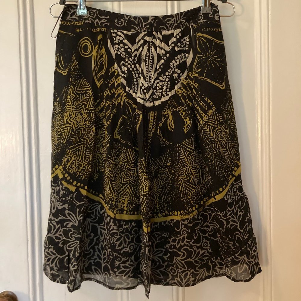 ETRO Ethnic Print Silk Twill Mid-Length Skirt (Italian size 46